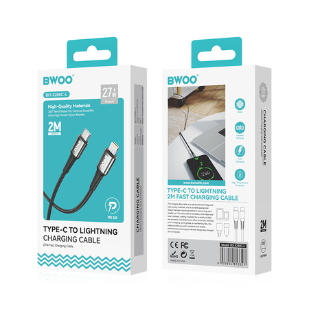 BWOO Pleciony kabel USB-C do Lightning 30W, 3 m