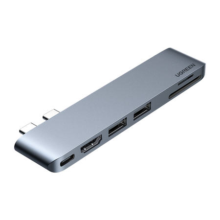 Adapter 6 w 1 UGREEN CM380 Hub USB-C dla MacBook Air / Pro (szary)
