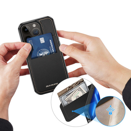 3 in 1 Case for iPhone 13 Pro with MagSafe Wallet RFID Blocking Stand Dux Ducis Rafi Mag - Black