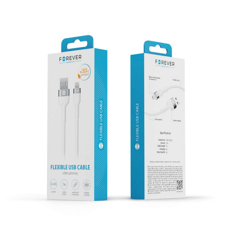 Forever kabel Flexible USB - Lightning 1,0 m 2,4A biały