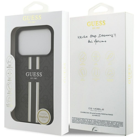GUESS futerał do IPHONE 17 Pro kompatybilny z MagSafe GUHMP17LP4RPSK (4G Printed Stripes) czarny