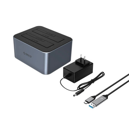 Stacja dokująca na 2 dyski z funkcją klonowania offline 2,5"/3,5" SATA HDD/SSD - szara