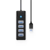 HUB 4-portowy USB-A 3.0 przewód 0,15M - czarny