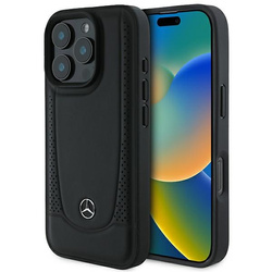 Mercedes nakładka do iPhone 16 Pro 6,3" MEHCP16LARMBK Hardcase Leather Urban czarna