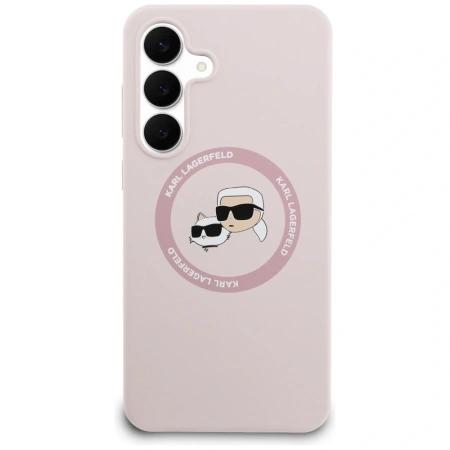 Karl Lagerfeld Silicone Karl & Choupette Heads MagSafe Case for Samsung Galaxy S25 FE - Pink
