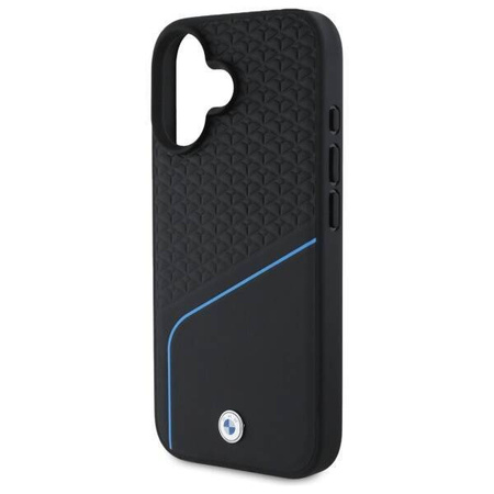 Original Case IPHONE 16 BMW Hardcase Signature Leather Textured & Line MagSafe (BMHMP16S23RDCLK) black