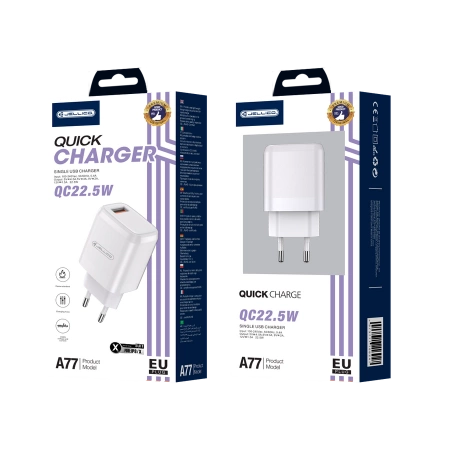 JELLICO Netz-Ladegerät A77 22,5W 1xUSB QC3.0 + Kabel Lightning weiss