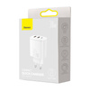 Baseus Compact szybka ładowarka sieciowa 2x USB / USB Typ C 30W 3A Power Delivery Quick Charge biały (CCXJ-E02)