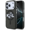 Karl Lagerfeld nakładka Magsafe IML glitter case metal camera frame and buttons Karl and Choupette sketch logo do iPhone 17 Pro transparentna