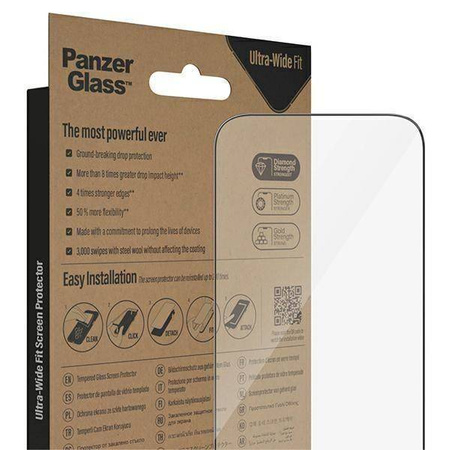 Szkło Hartowane 5D IPHONE 14 PRO PanzerGlass Ultra-Wide Fit Screen Protection Anti-reflective Antibacterial Easy Aligner Included (2784)
