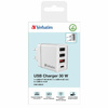Verbatim Ładowarka sieciowa 30W 3xUSB-A/ USB-C PD 3.0 CHR-30EU2 biały/white 49701