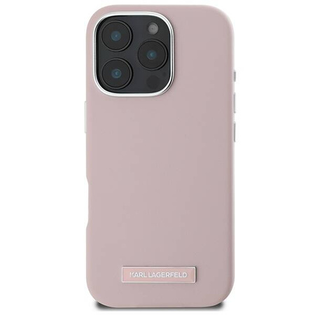 Karl Lagerfeld nakładka do iPhone 16 Pro Max 6,9&quot; KLHMP16XPGMSRPP różowa Hardcase FW Metal Plate MagSafe