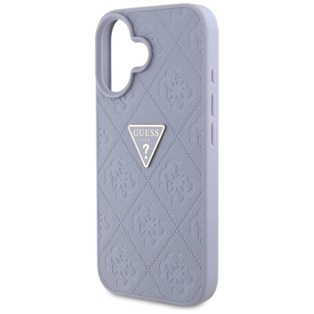 Case IPHONE 16 Guess Hot Stamp 4G Pattern Triangle Metal Logo purple
