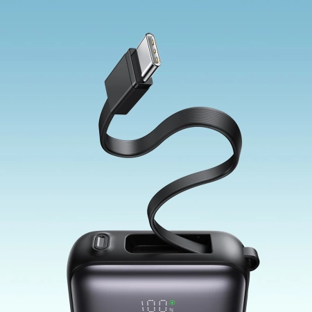 Powerbank Joyroom JR-PBF27 10000mAh 22.5W z wbudowanymi kablami USB-C i Lightning - czarny