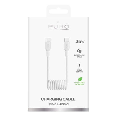 Kabel spiralny Puro 25W USB-C - USB-C 1m - biały