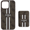 Original Case IPHONE 16 PRO MAX Guess 4G Stripes with Magsafe Wallet brown
