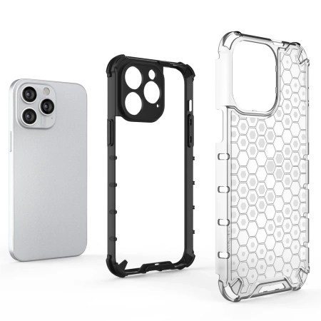 Wabenhülle für iPhone 14 Pro gepanzerte Hybridhülle schwarz