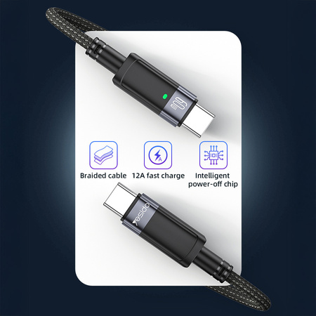 Yesido Kabel CA160 pleciony - Typ C na Typ C - PD 60W 1,2 metra czarny