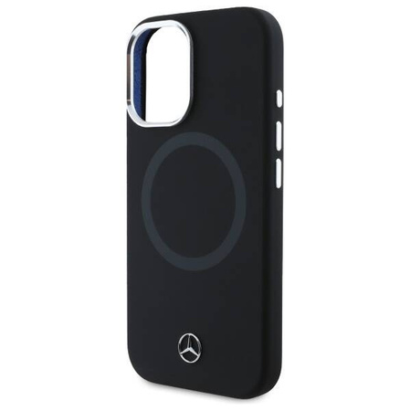 Original Handyhülle IPHONE 16 Mercedes Hardcase Silicone Tonal Logo MagSafe (MEHMP16S23SUTTK) schwarz