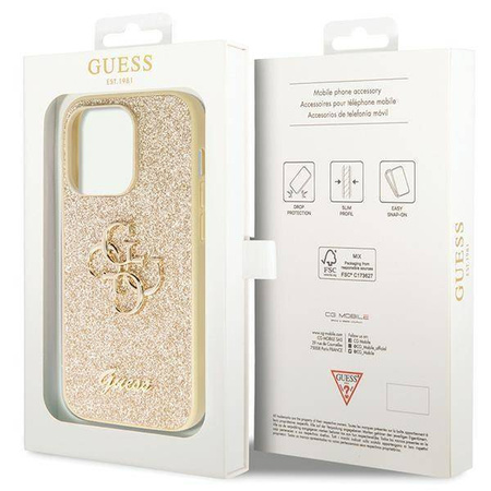 Oryginalne Etui IPHONE 14 PRO Guess Hardcase Glitter Script Big 4G