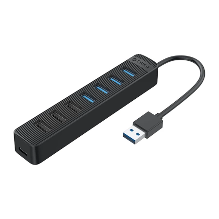 HUB 7-portowy input: USB-A 3.0 / output: 4x USB-A 3.0 + 3x USB-A 2.0 - czarny