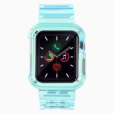 Silikonowa opaska pasek bransoleta bransoletka etui Strap Light Set do zegarka Apple Watch 42 mm - niebieska
