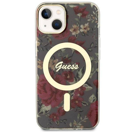 Guess GUHMP14MHCFWSA iPhone 14 Plus 6,7" grün/khaki Hardcase Flower MagSafe