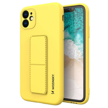 Wozinsky Kickstand Case elastyczne silikonowe etui z podstawką Samsung Galaxy A72 4G żółty