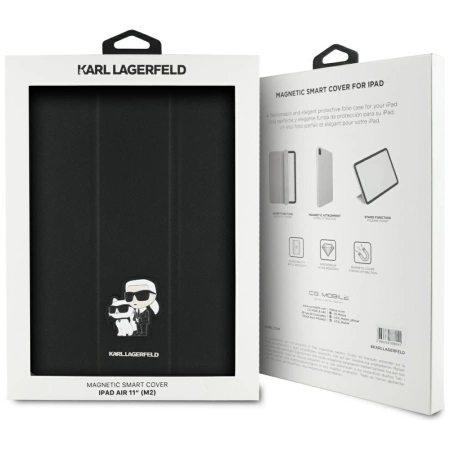 Karl Lagerfeld Saffiano Magnetic Karl &amp; Choupette iPad Air 11&quot; 2024 Book Cover Case - Black