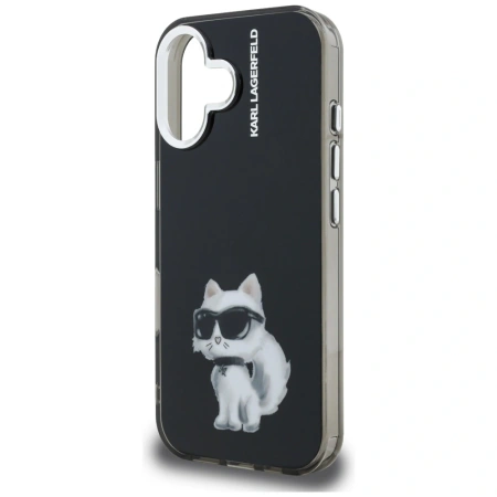 Etui Karl Lagerfeld IML Aquarelle Choupette & Logo na iPhone 16 - czarne
