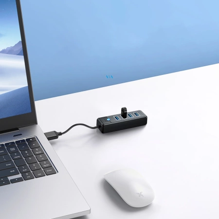 HUB 4-portowy USB-A 3.0 przewód 0,15M - czarny