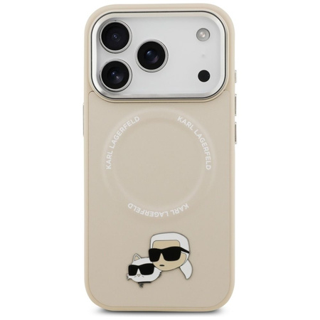 Karl Lagerfeld nakładka Magsafe PU case with Karl&Choupette heads pins logo and metal camera buttons do iPhone 17 Pro Max szara