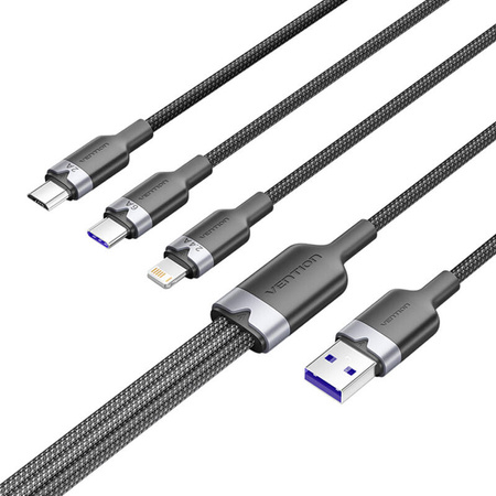 Kabel USB 2.0 A do 3w1 6A Vention CTRBG 1.5M (czarny)