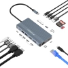 USB-C Hub 14 in 1 Wozinsky WDS03Y5S Multifunctional, Aluminum, for 3 Monitors, with 15 cm Cable - Gray