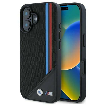BMW nakładka do iPhone 16 6,1" BMHMP16S23PUTRK Hardcase M Meshed Tricolor Stripes MagSafe czarna
