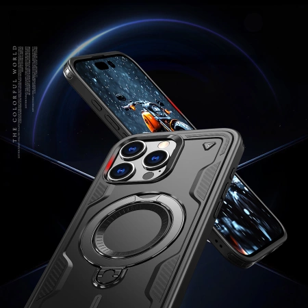 Hybrid Armor Trendige Hülle mit MagSafe für iPhone 16 Pro Max – Schwarz