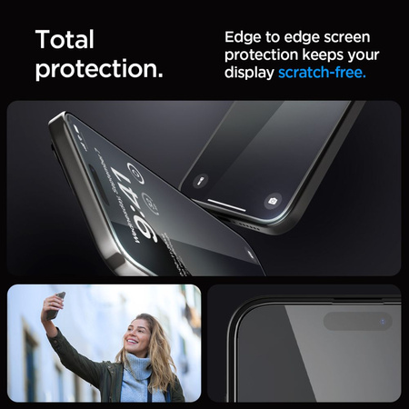 TEMPERED GLASS Spigen GLAS.TR &quot;EZ FIT&quot; FC 2-PACK IPHONE 15 PRO BLACK