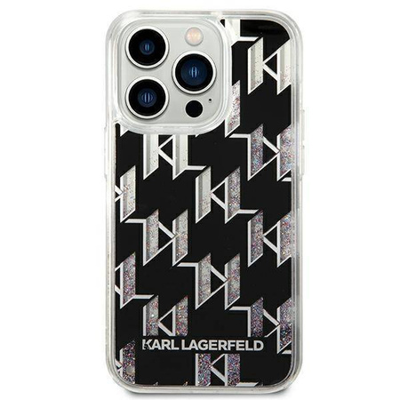 Original Handyhülle IPHONE 14 PRO MAX Karl Lagerfeld Hardcase Liquid Glitter Monogram (KLHCP14XLMNMK) schwarz