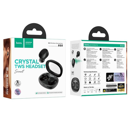 HOCO słuchawki bezprzewodowe / bluetooth stereo TWS Smart true EQ3 czarne