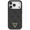 Guess Leather 4G Triangle Strass MagSafe Case für iPhone 17 Pro - Schwarz