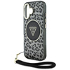 Oryginalne Etui IPHONE 16 Guess HC IML Leopard Triangle Cord Strap czarne