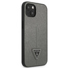 Original Case IPHONE 14 PLUS Guess Hardcase Saffianotriangle Logo (GUHCP14MPSATLG) silver