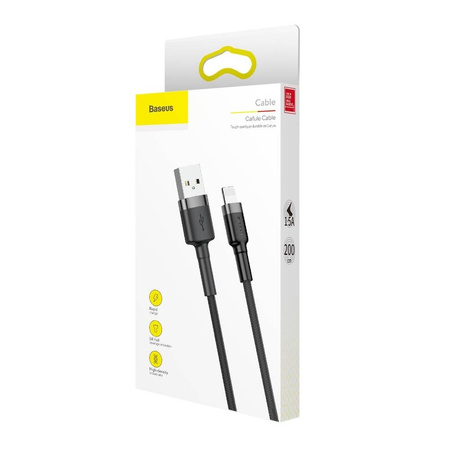 Baseus Cafule Cable - Kabel połączeniowy USB do Lightning, 1.5 A, 2 m (szary/czarny)