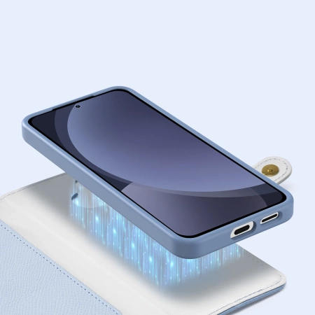 Dux Ducis Lawa Leather Case for Samsung Galaxy S25 with Detachable Magnetic Wallet - Blue