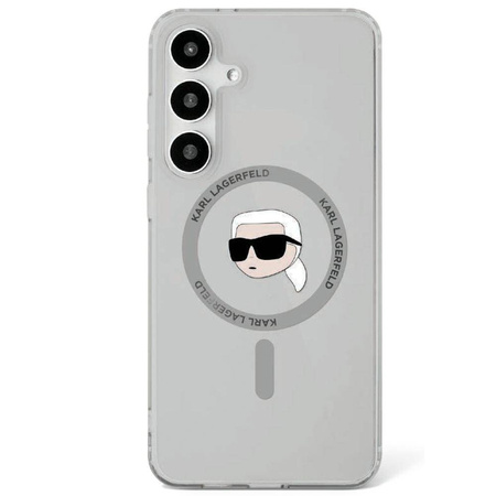 Etui Karl Lagerfeld Button Karl Head Printed Logo MagSafe Samsung Galaxy S25 czarny
