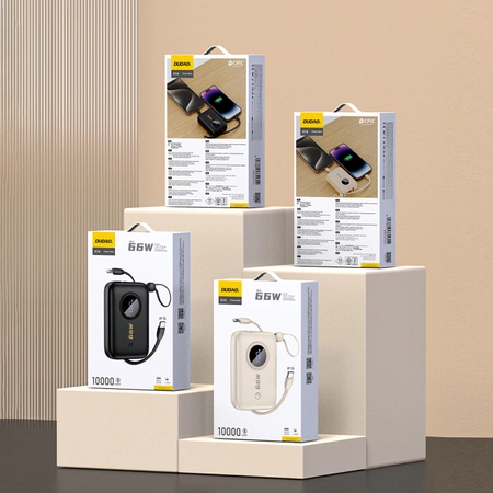 Dudao K14 10000 mAh Powerbank mit USB-C/ Lightning -Kabeln – Beige