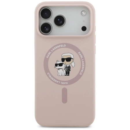 Karl Lagerfeld Silikon Karl&amp;Choupette Ring MagSafe Case für iPhone 17 Pro Max - Pink