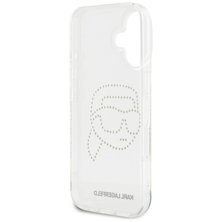 Original Case IPHONE 16 Karl Lagerfeld Hardcase IML Rhinestones Karl Head transparent