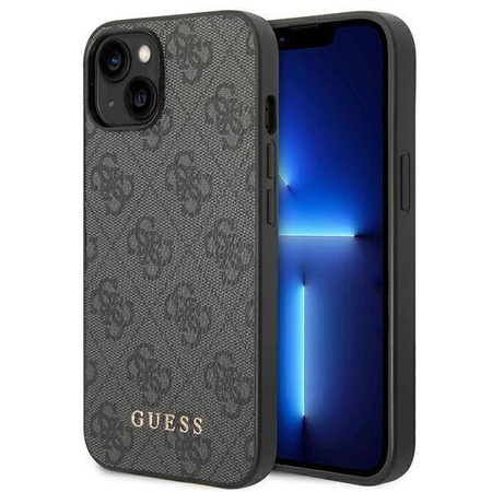 Guess GUHCP14SG4GFGR iPhone 14 6.1 "Grau / Graues Hartschalenetui 4G Metal Gold Logo