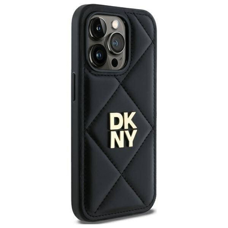 Original Handyhülle IPHONE 14 PRO DKNY Quilted Stack Logo (DKHCP14LPQDSLK) schwarz
